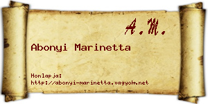 Abonyi Marinetta névjegykártya